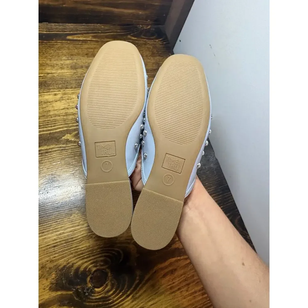 Time And Tru Blue Studded Mules Size‎ 7